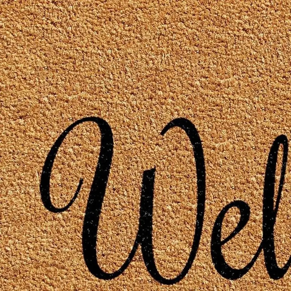 17" X 29" Natural And Black Pineapple Welcome Outdoor Coir Door Mat - NOBLE HOME INTERIORS