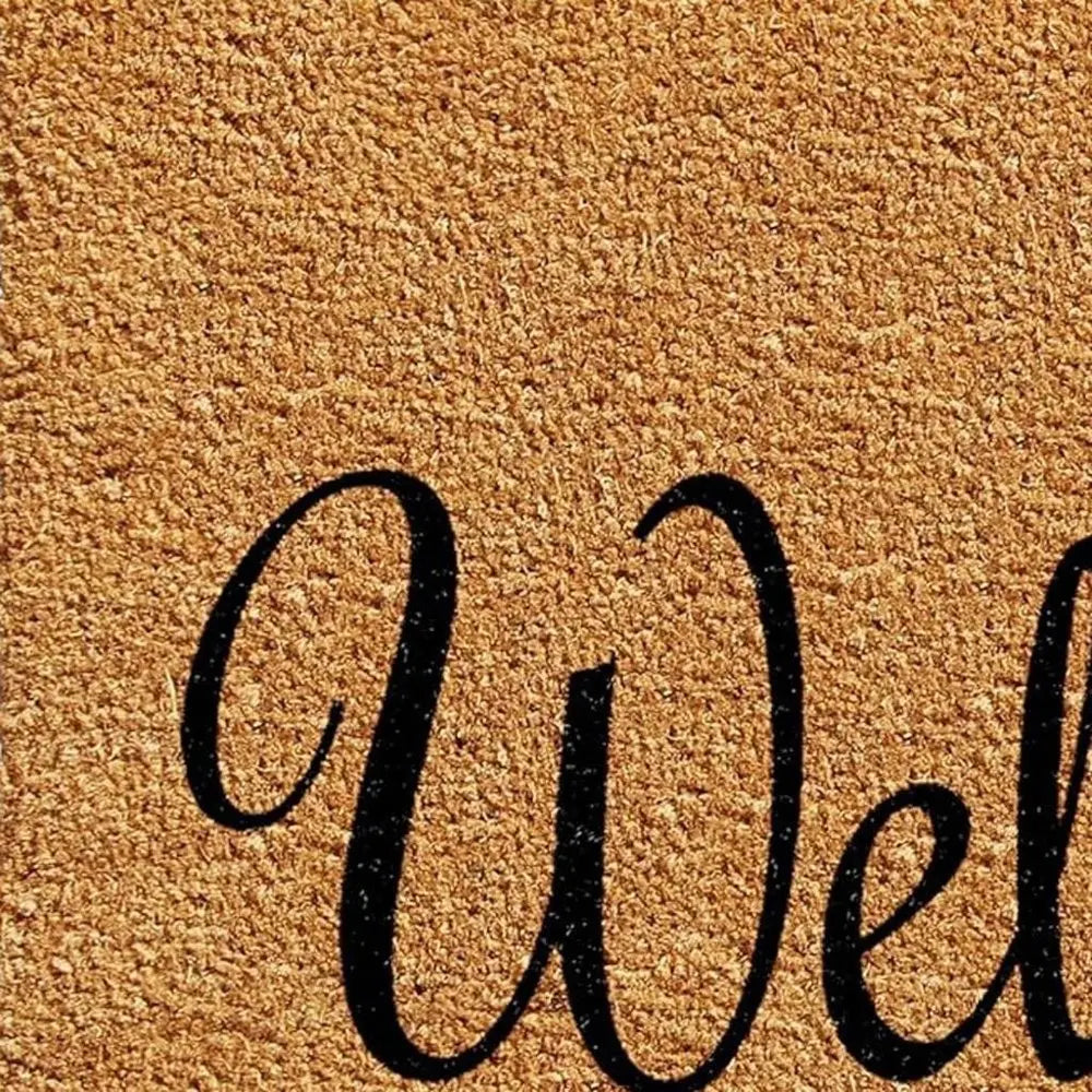 17" X 29" Natural And Black Pineapple Welcome Outdoor Coir Door Mat - NOBLE HOME INTERIORS