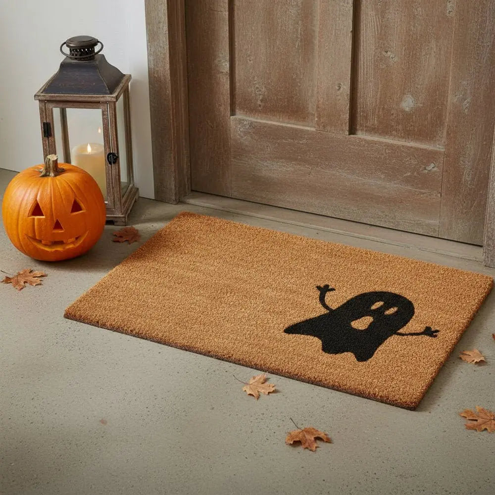 17" X 29" Natural And Brown Halloween Halloween Outdoor Coir Door Mat - NOVA HOME FURNITURE