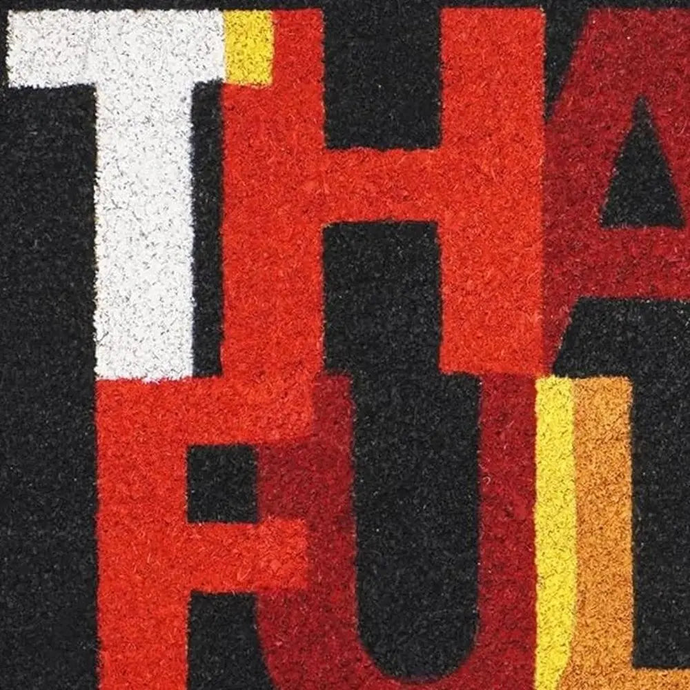 17" X 29" Natural And Brown Thanksgiving Outdoor Coir Door Mat - NOVA HOME FURNITURE