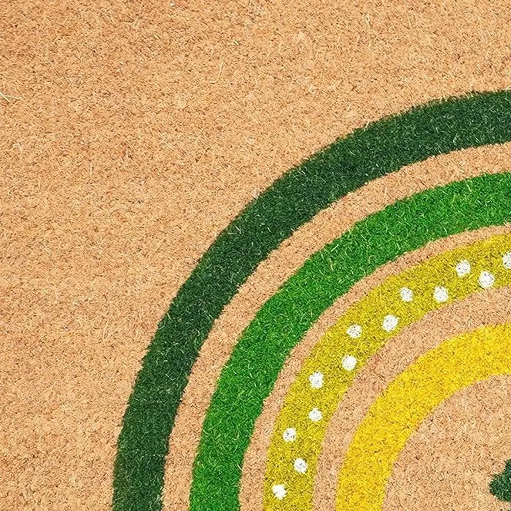 17" X 29" Natural and Green Coir Shamrock Outdoor St. Patrick's Day Door Mat - NOBLE HOME INTERIORS