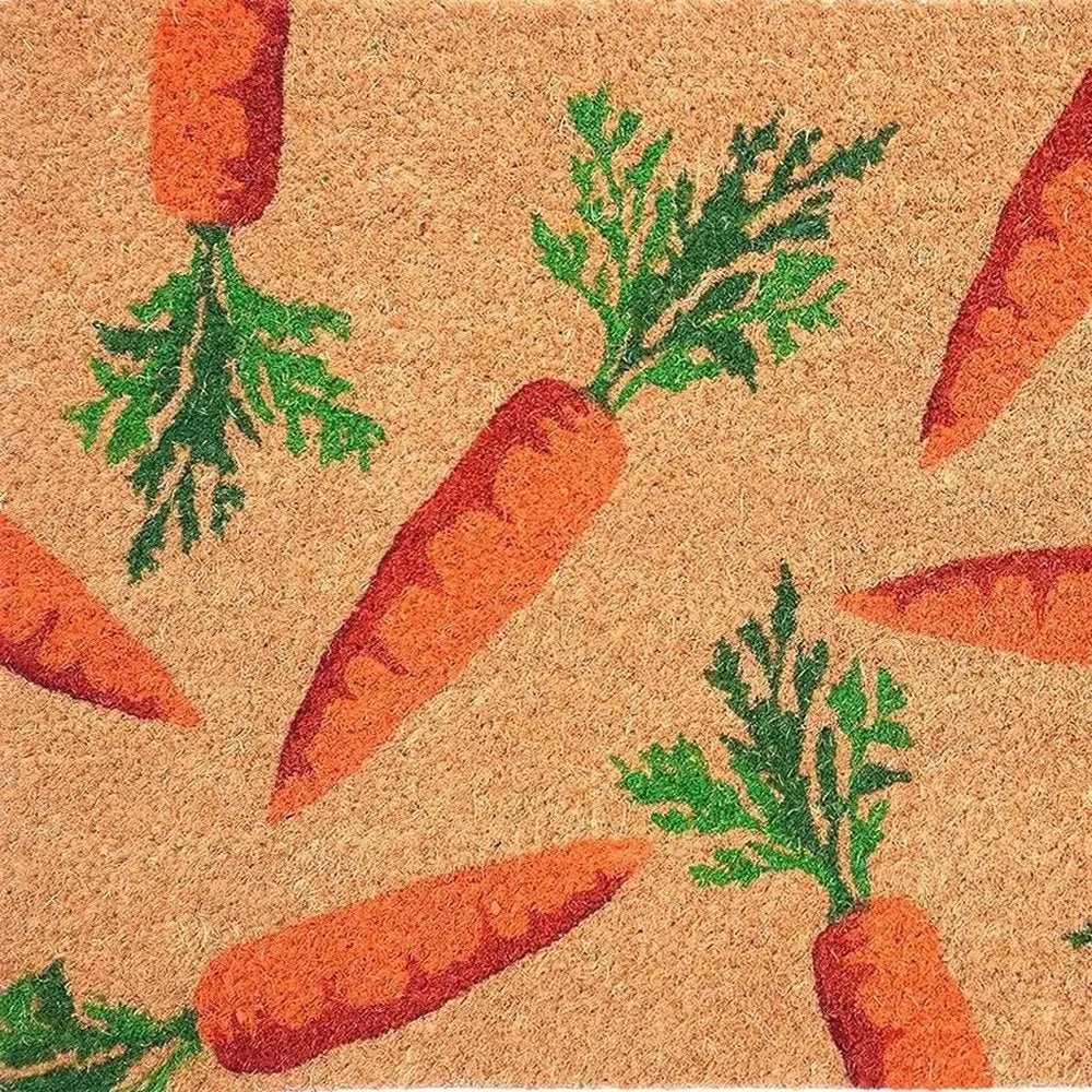 17" X 29" Natural And Orange Easter Carrots Coir Outdoor Door Mat - NOBLE HOME INTERIORS