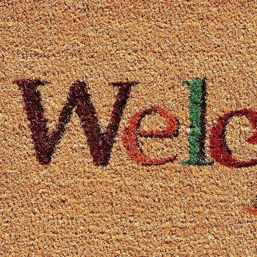 17" X 29" Natural And Orange Fall Leaves Welcome Coir Outdoor Door Mat - NOBLE HOME INTERIORS