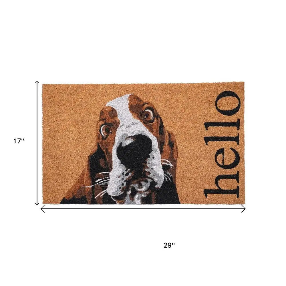 17" X 29" Natural And Red Coir Dog Outdoor Door Mat - NOBLE HOME INTERIORS