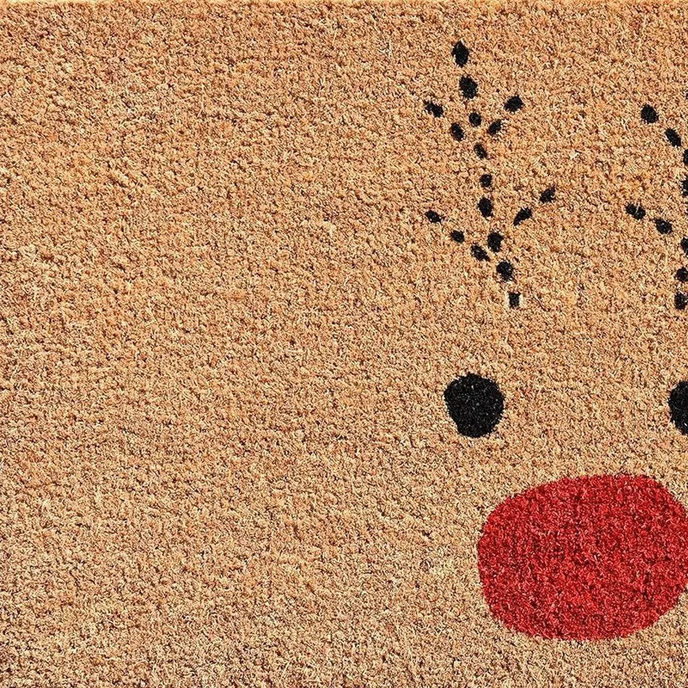 17" X 29" Natural Black and Red Coir Reindeer Outdoor Christmas Door Mat - NOBLE HOME INTERIORS