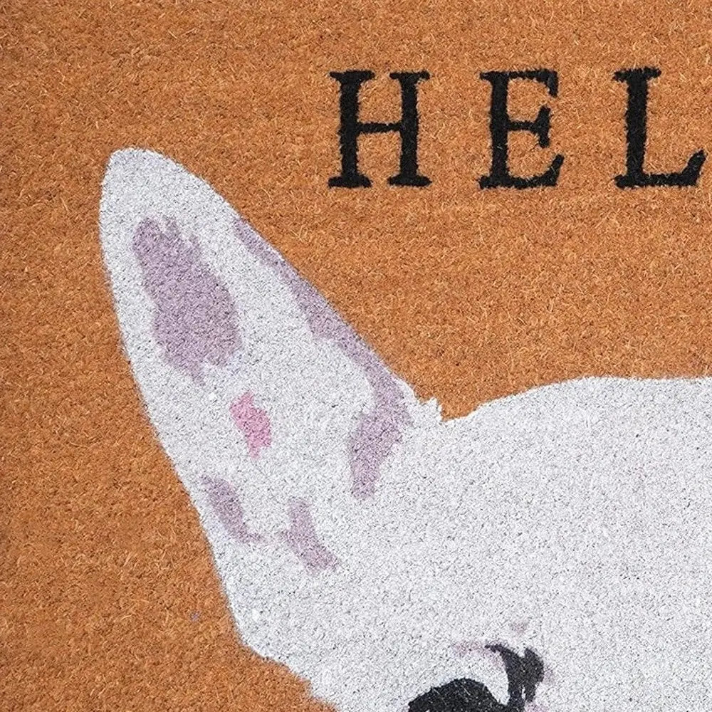 17" X 29" Natural Black and White Coir Chihuahua Hello Outdoor Door Mat - NOBLE HOME INTERIORS
