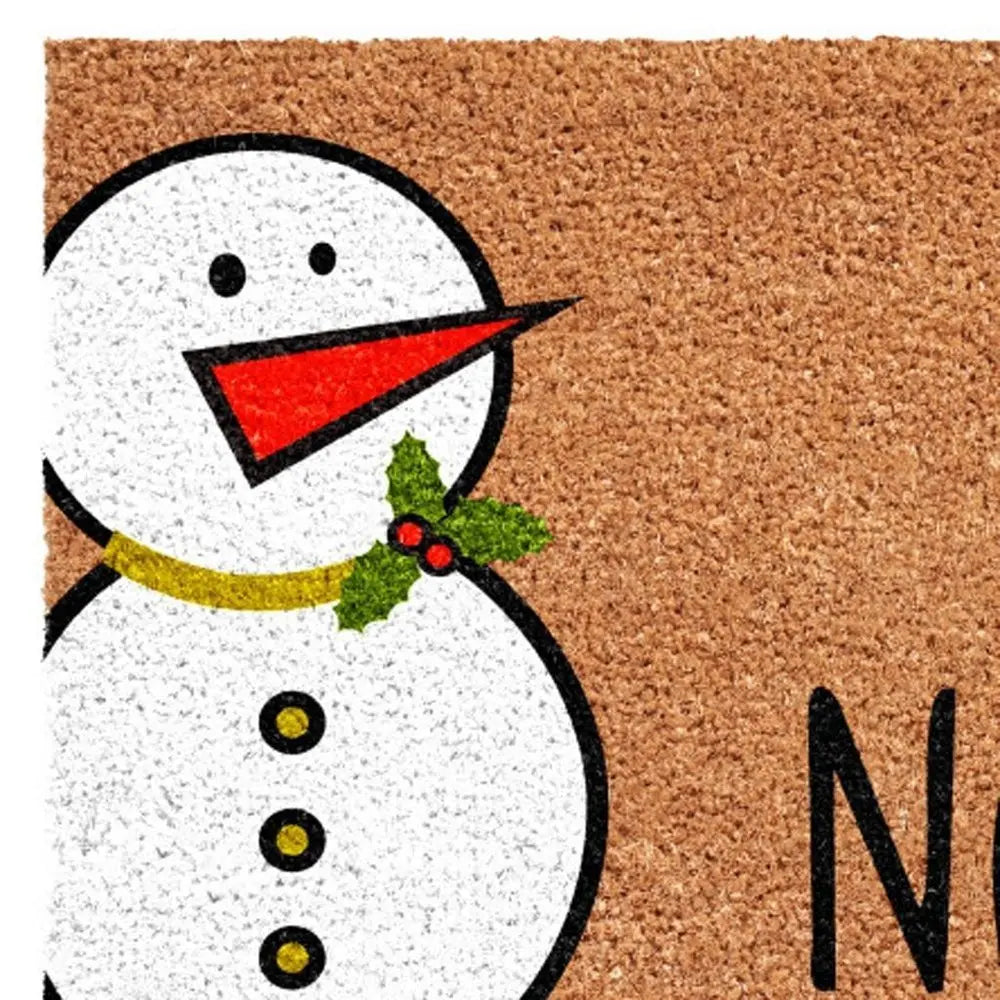 17" X 29" Natural Black And White Feliz Navidad Snowman Coir Door Mat - NOBLE HOME INTERIORS