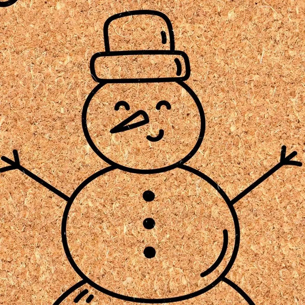 17" X 29" Natural Black And White Feliz Navidad Snowman Coir Door Mat - NOBLE HOME INTERIORS