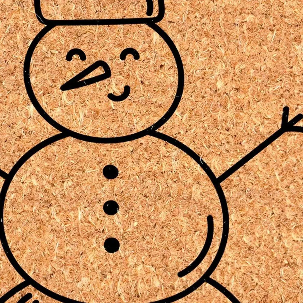 17" X 29" Natural Black And White Feliz Navidad Snowman Coir Door Mat - NOBLE HOME INTERIORS