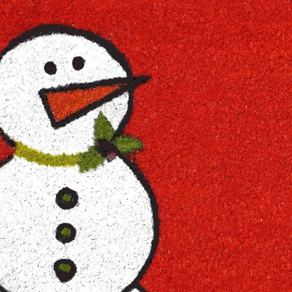 17" X 29" Natural Black And White Feliz Navidad Snowman Coir Door Mat - NOBLE HOME INTERIORS