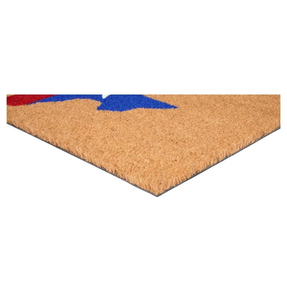 17" X 29" Natural Red White and Blue Coir Texas Outdoor Door Mat - NOBLE HOME INTERIORS