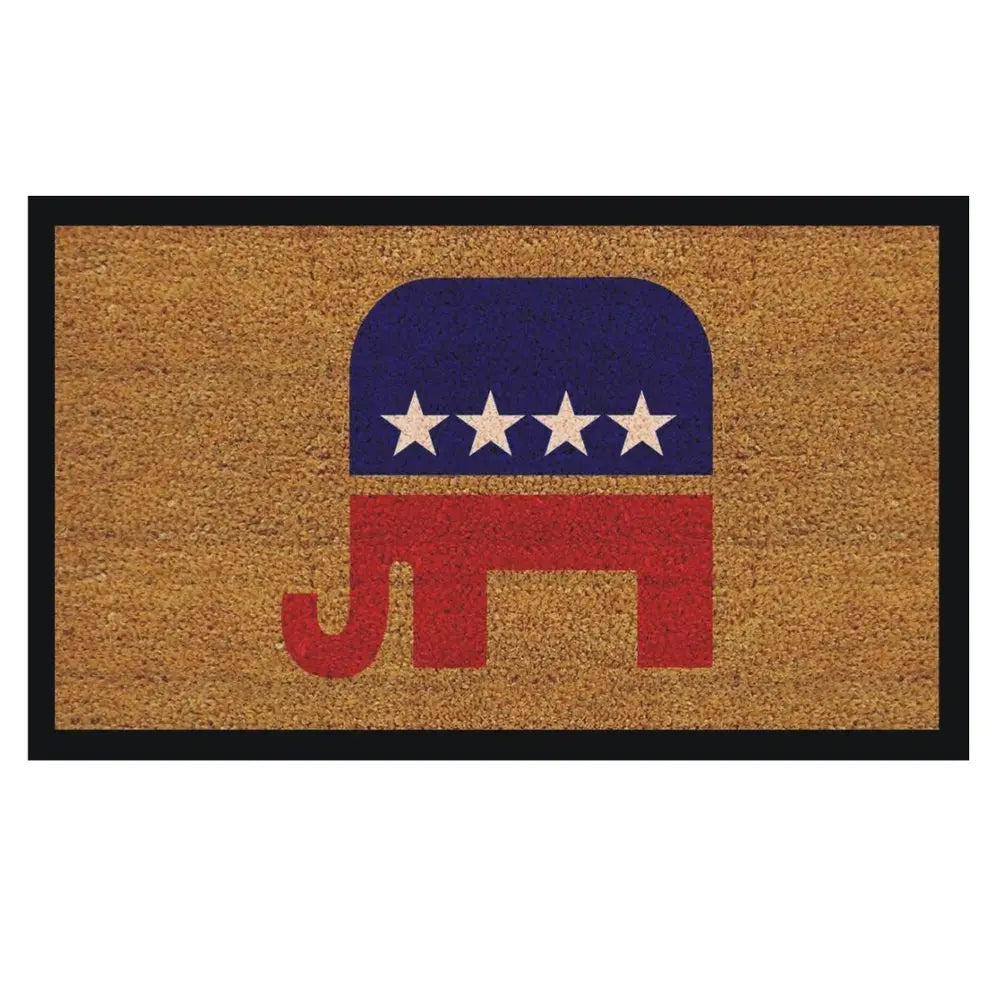 17" X 29" Natural Red White And Blue Republican Coir Outdoor Door Mat - NOBLE HOME INTERIORS
