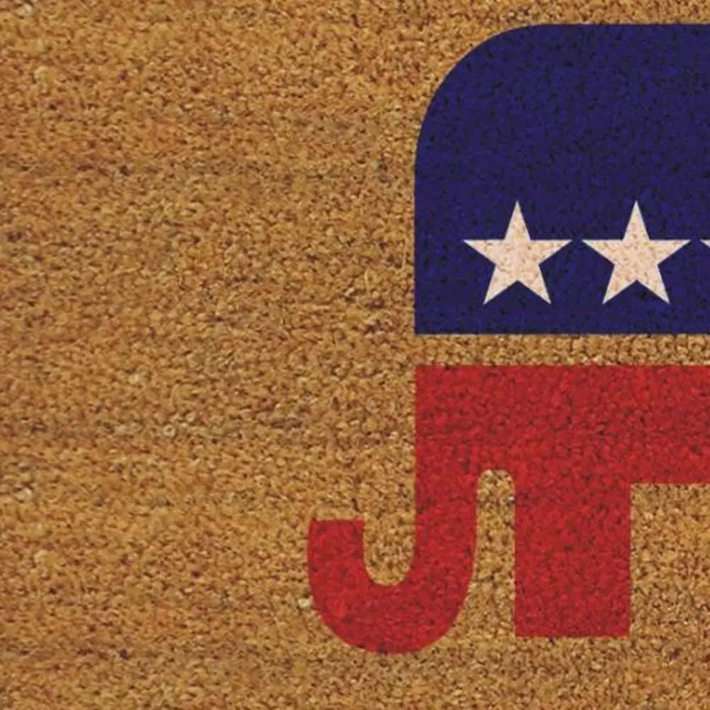 17" X 29" Natural Red White And Blue Republican Coir Outdoor Door Mat - NOBLE HOME INTERIORS