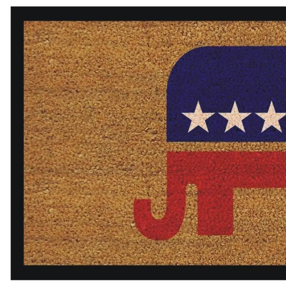 17" X 29" Natural Red White And Blue Republican Coir Outdoor Door Mat - NOBLE HOME INTERIORS