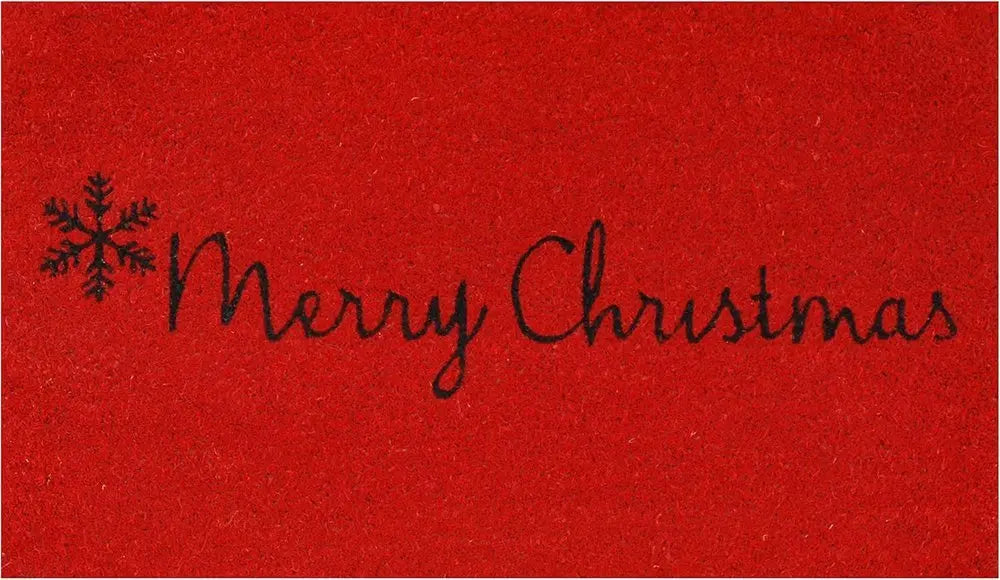 17" X 29" Red And Black Coir Merry Christmas Outdoor Door Mat - NOBLE HOME INTERIORS
