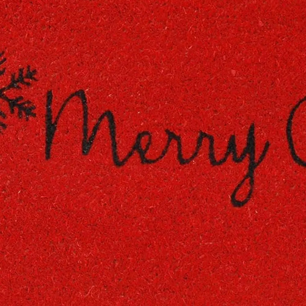 17" X 29" Red And Black Coir Merry Christmas Outdoor Door Mat - NOBLE HOME INTERIORS