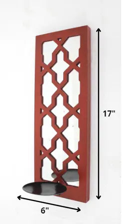 17 X 5 X 6 Red Mirrored - Candle Holder Sconce - NOBLE HOME INTERIORS