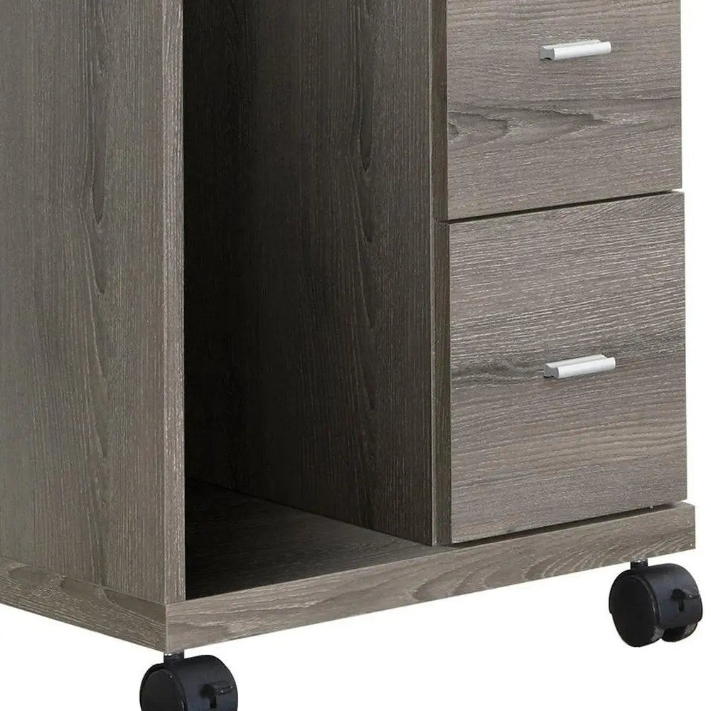 17.75" X 17.75" X 23" Dark Taupe Particle Board Hollow Core 2 Drawers Office Cabinet - NOBLE HOME INTERIORS