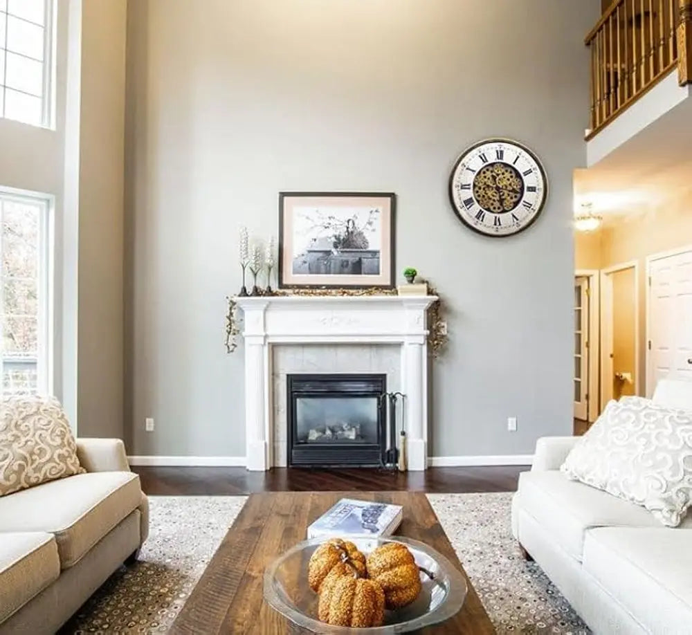 18" Antiqued Gold White And Black Metal Silent Skeleton Exposed Gear Round Wall Clock - NOBLE HOME INTERIORS