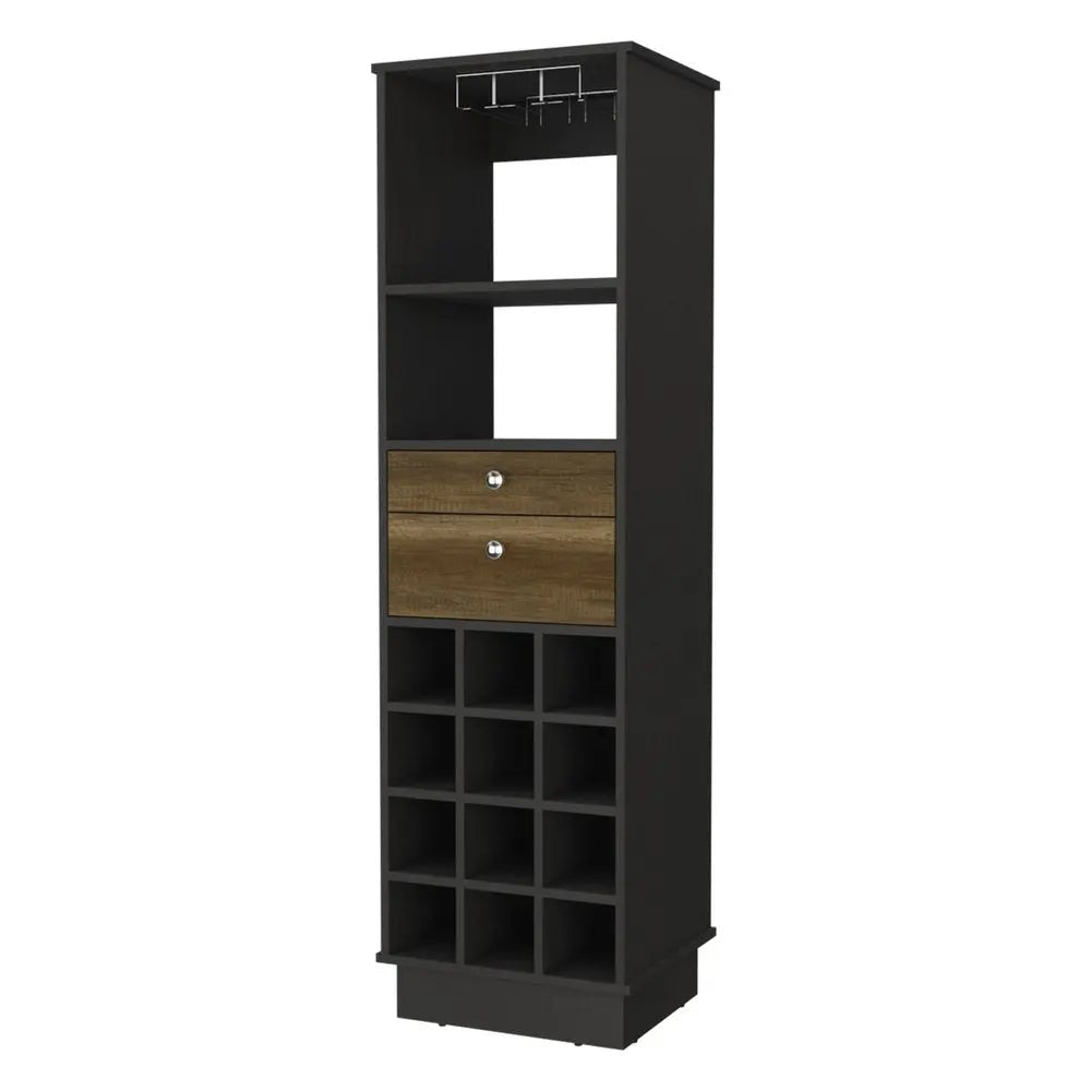 18" Black Bar Cabinet With Two Drawers HomeRoots