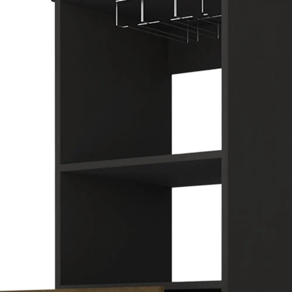 18" Black Bar Cabinet With Two Drawers HomeRoots