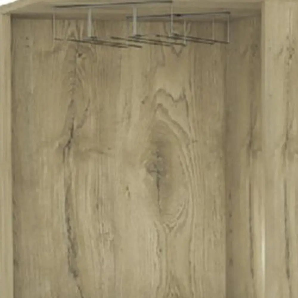 18" Brown and Black and Brown Corner Bar Cabinet With Eleven Shelves HomeRoots