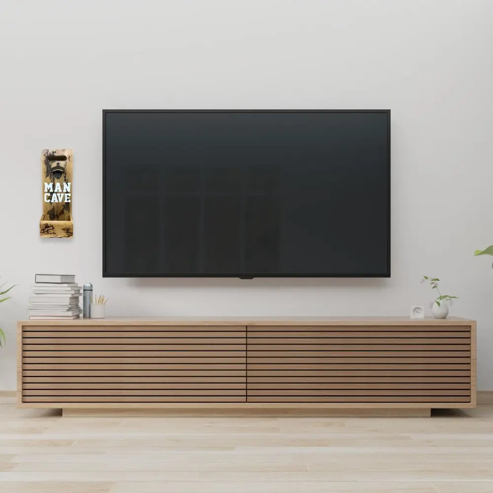 18" Brown Rustic Solid Wood Man Cave Bottle Cap Catcher Wall Decor - NOBLE HOME INTERIORS