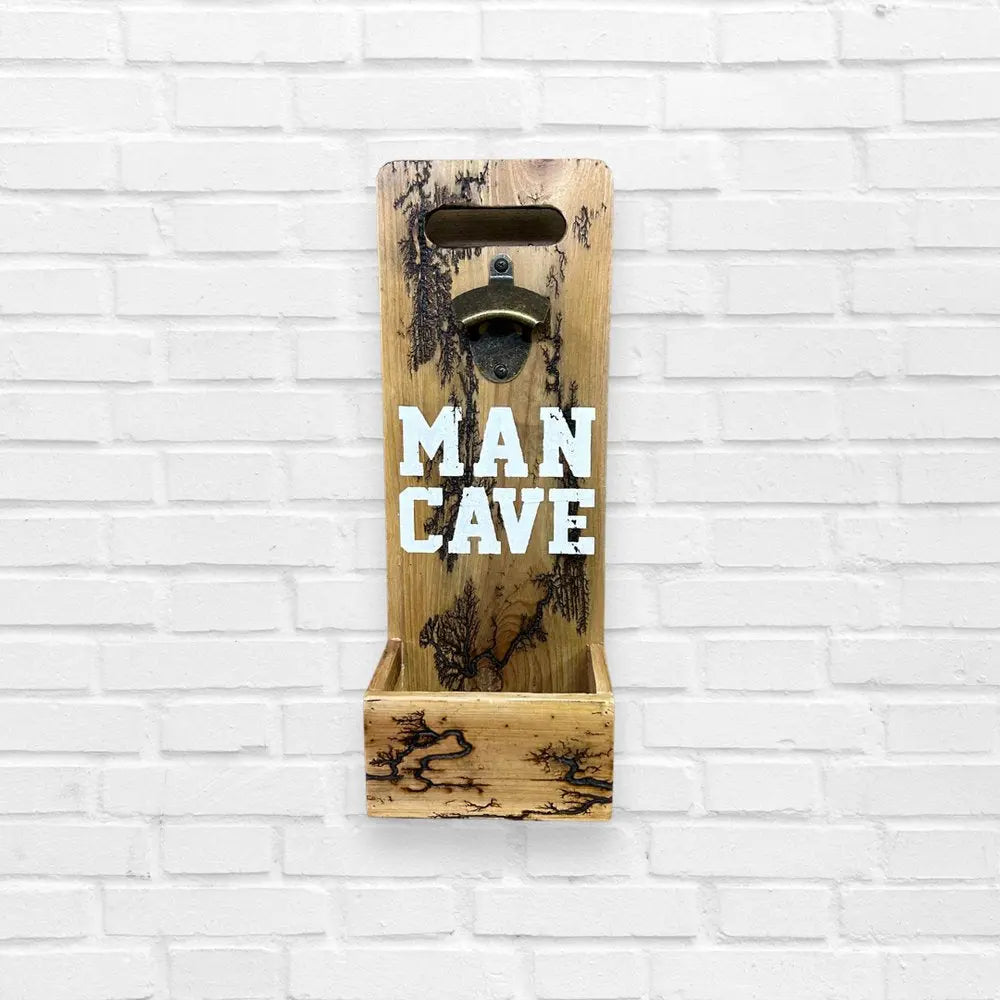 18" Brown Rustic Solid Wood Man Cave Bottle Cap Catcher Wall Decor - NOBLE HOME INTERIORS