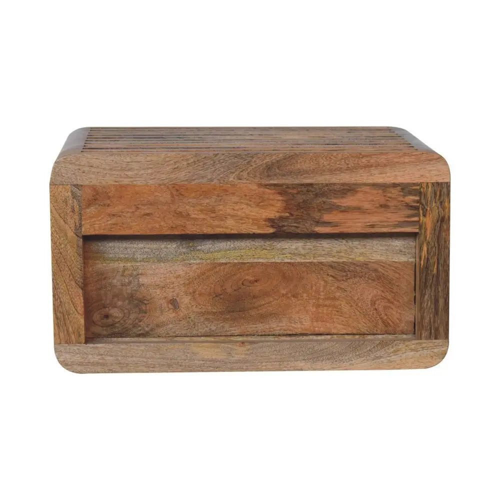 18" Brown Solid Wood Carved Geometric Floating Nightstand - NOBLE HOME INTERIORS