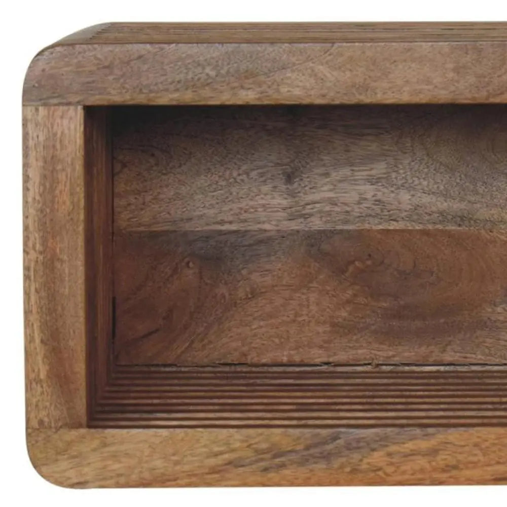 18" Brown Solid Wood Carved Geometric Floating Nightstand - NOBLE HOME INTERIORS