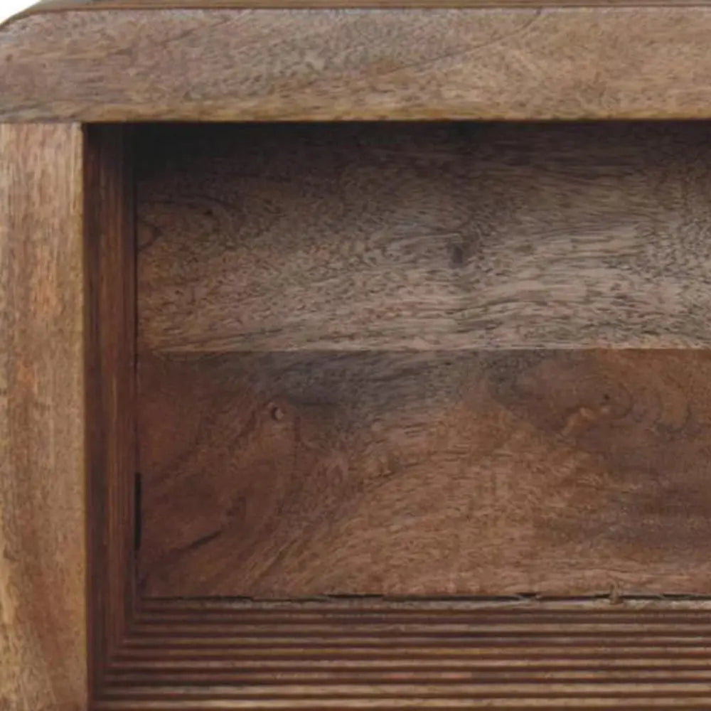 18" Brown Solid Wood Carved Geometric Floating Nightstand - NOBLE HOME INTERIORS