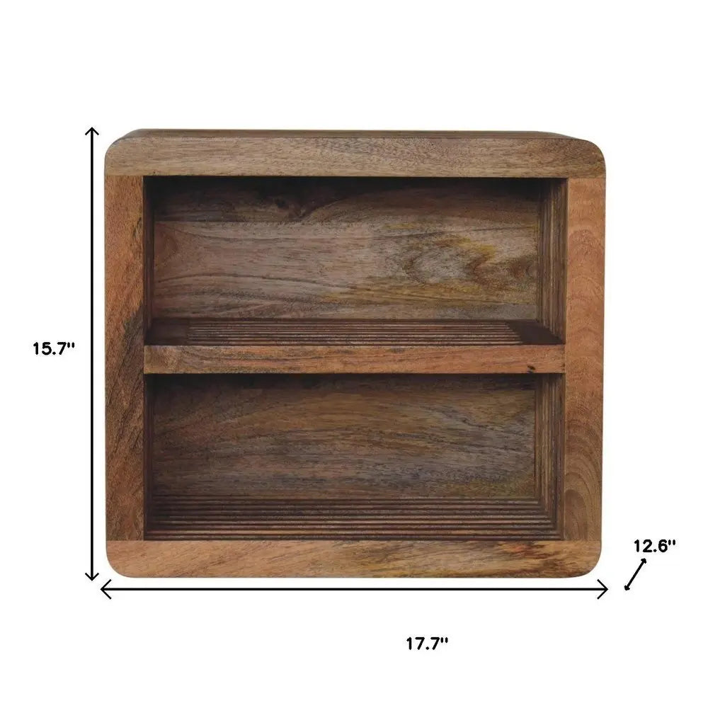 18" Brown Solid Wood Carved Geometric Floating Nightstand - NOBLE HOME INTERIORS