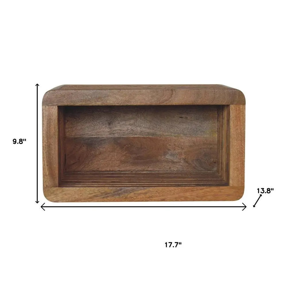 18" Brown Solid Wood Carved Geometric Floating Nightstand - NOBLE HOME INTERIORS