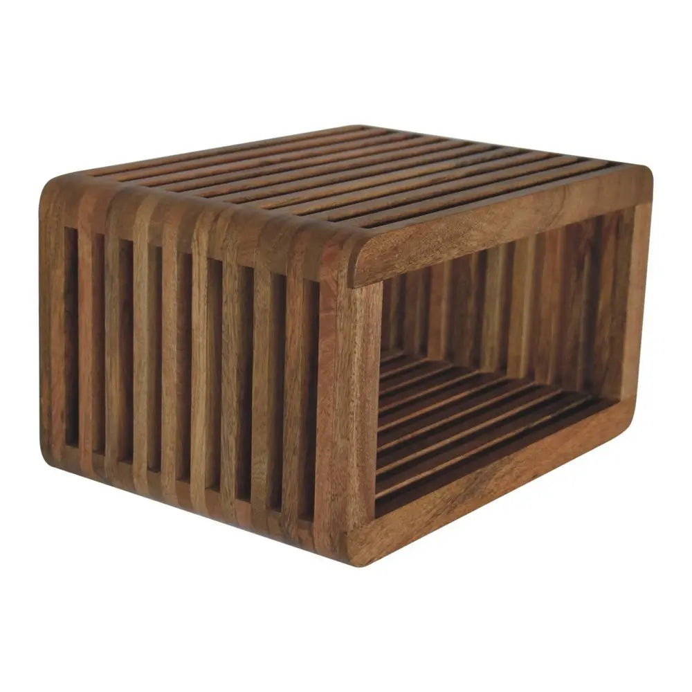 18" Brown Solid Wood Carved Geometric Floating Nightstand - NOBLE HOME INTERIORS