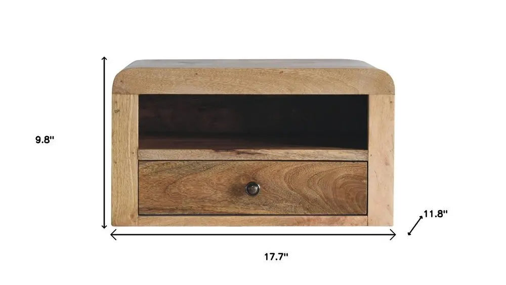 18" Brown Solid Wood One Drawer Floating Nightstand - NOBLE HOME INTERIORS