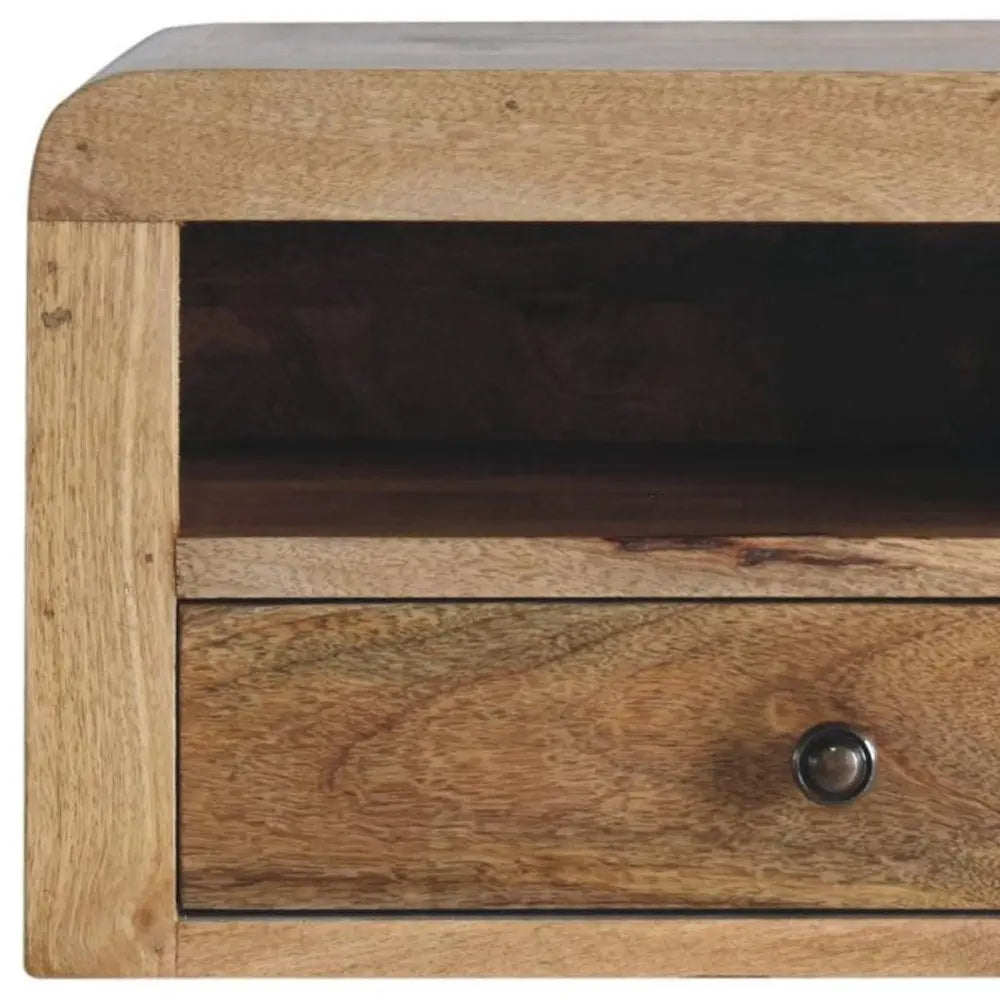 18" Brown Solid Wood One Drawer Floating Nightstand - NOBLE HOME INTERIORS