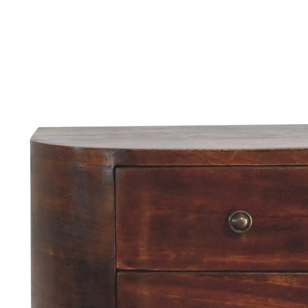 18" Brown Solid Wood Round Two Drawer Floating Nightstand - NOBLE HOME INTERIORS