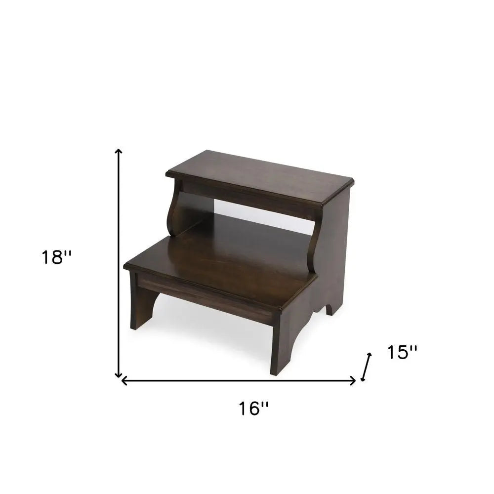 18" Brown Solid Wood Step Stool - NOVA HOME FURNITURE