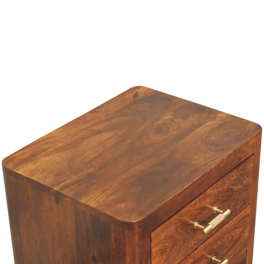 18" Brown Solid Wood Three Drawer Nightstand - NOBLE HOME INTERIORS