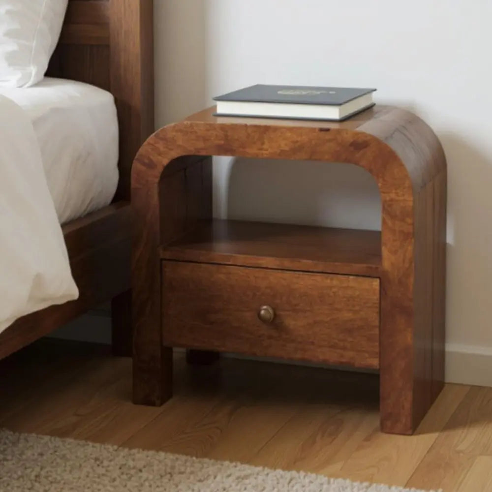 18" Brown Solid Wood Two Drawer Nightstand - NOBLE HOME INTERIORS