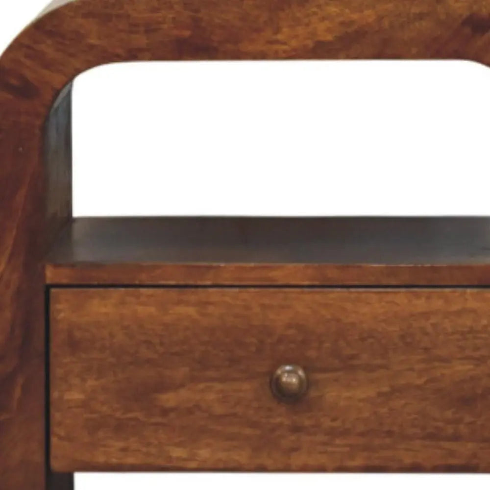 18" Brown Solid Wood Two Drawer Nightstand - NOBLE HOME INTERIORS