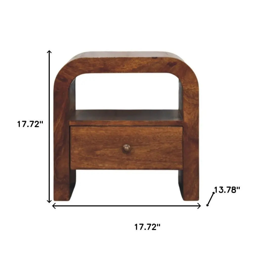 18" Brown Solid Wood Two Drawer Nightstand - NOBLE HOME INTERIORS