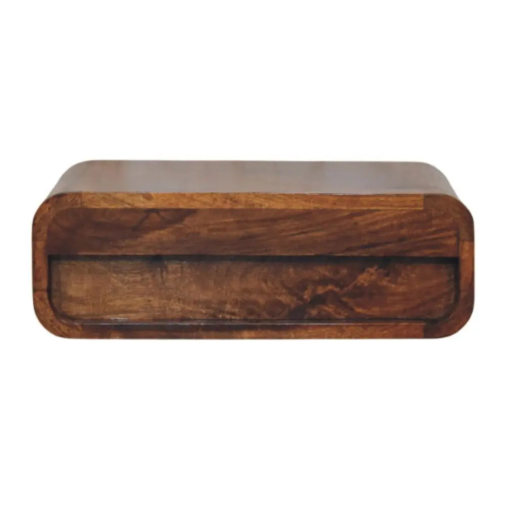 18" Chestnut Solid Wood Distressed One Drawer Floating Nightstand - NOBLE HOME INTERIORS