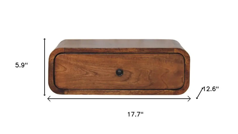 18" Chestnut Solid Wood Distressed One Drawer Floating Nightstand - NOBLE HOME INTERIORS