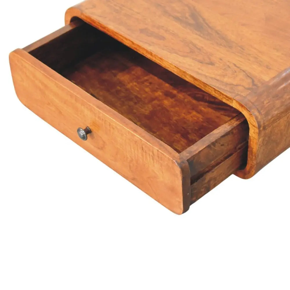 18" Chestnut Solid Wood Distressed One Drawer Floating Nightstand - NOBLE HOME INTERIORS