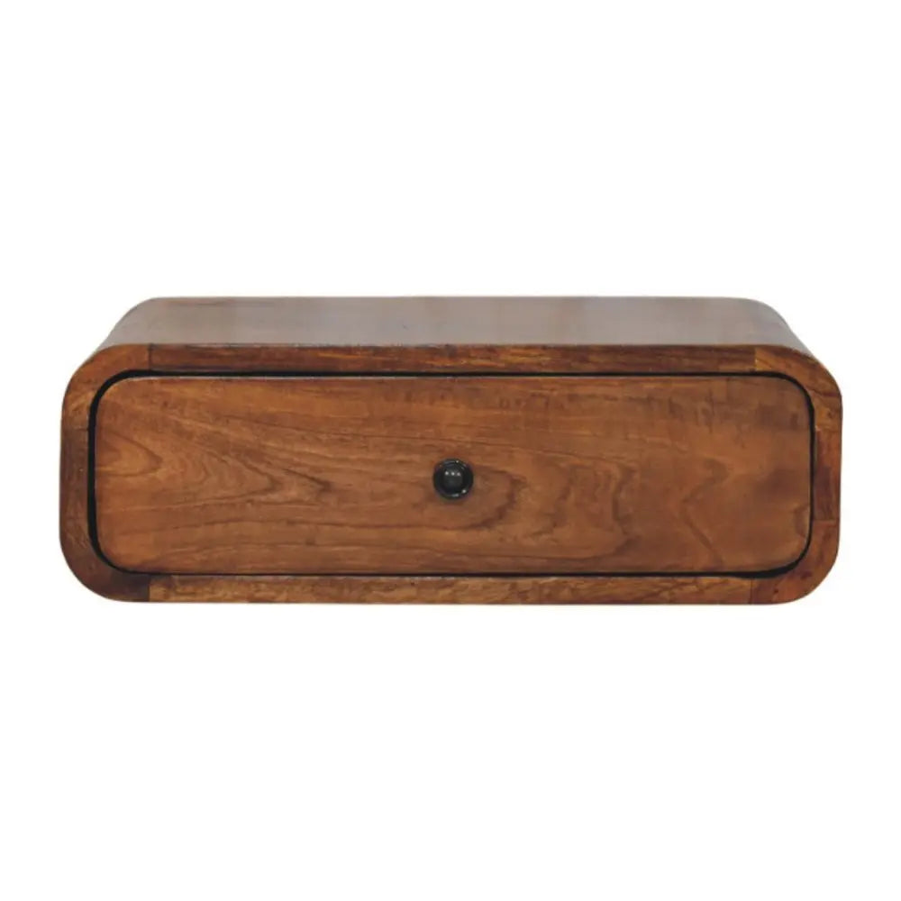 18" Chestnut Solid Wood Distressed One Drawer Floating Nightstand - NOBLE HOME INTERIORS