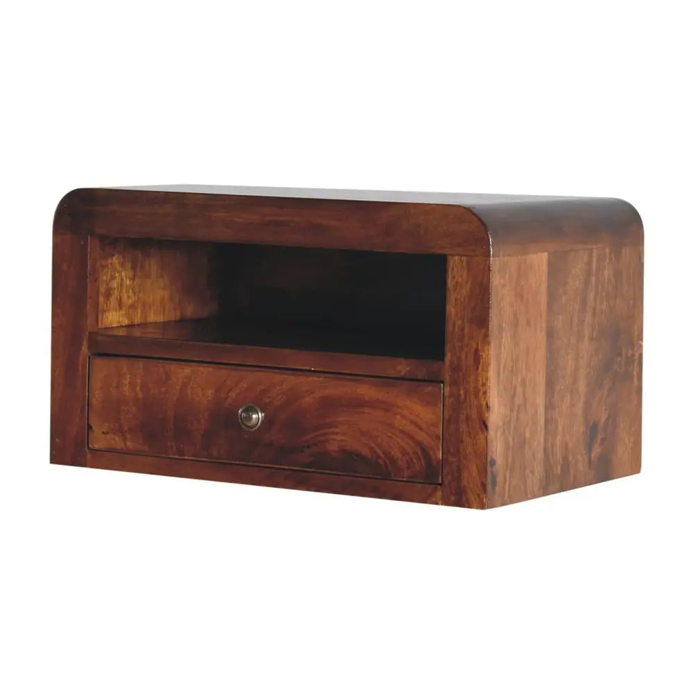 18" Chestnut Solid Wood One Drawer Floating Nightstand - NOBLE HOME INTERIORS