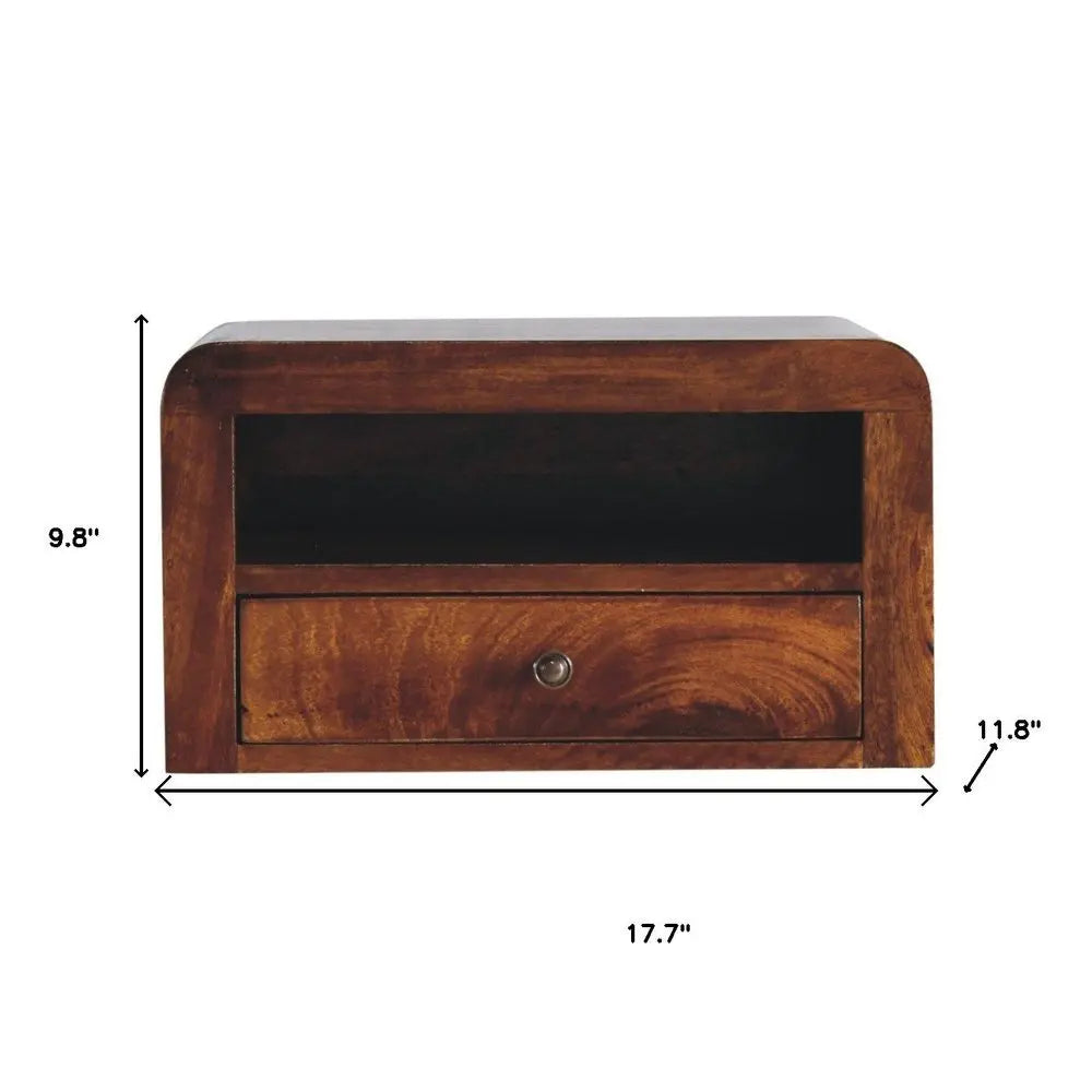 18" Chestnut Solid Wood One Drawer Floating Nightstand - NOBLE HOME INTERIORS