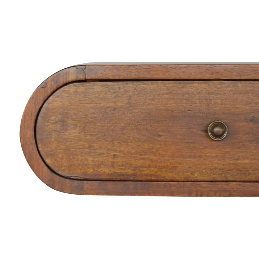 18" Chestnut Solid Wood Oval One Drawer Floating Nightstand - NOBLE HOME INTERIORS