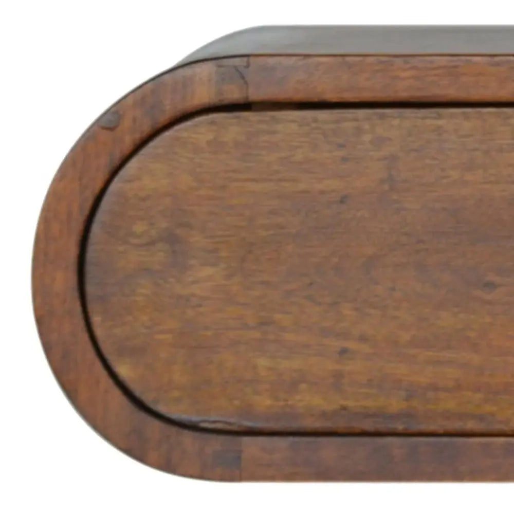 18" Chestnut Solid Wood Oval One Drawer Floating Nightstand - NOBLE HOME INTERIORS